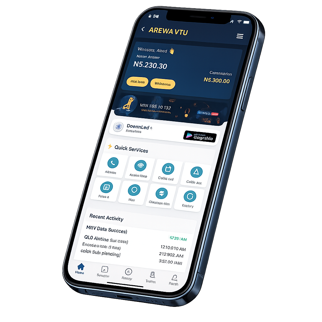 Arewa VTU Mobile Dashboard